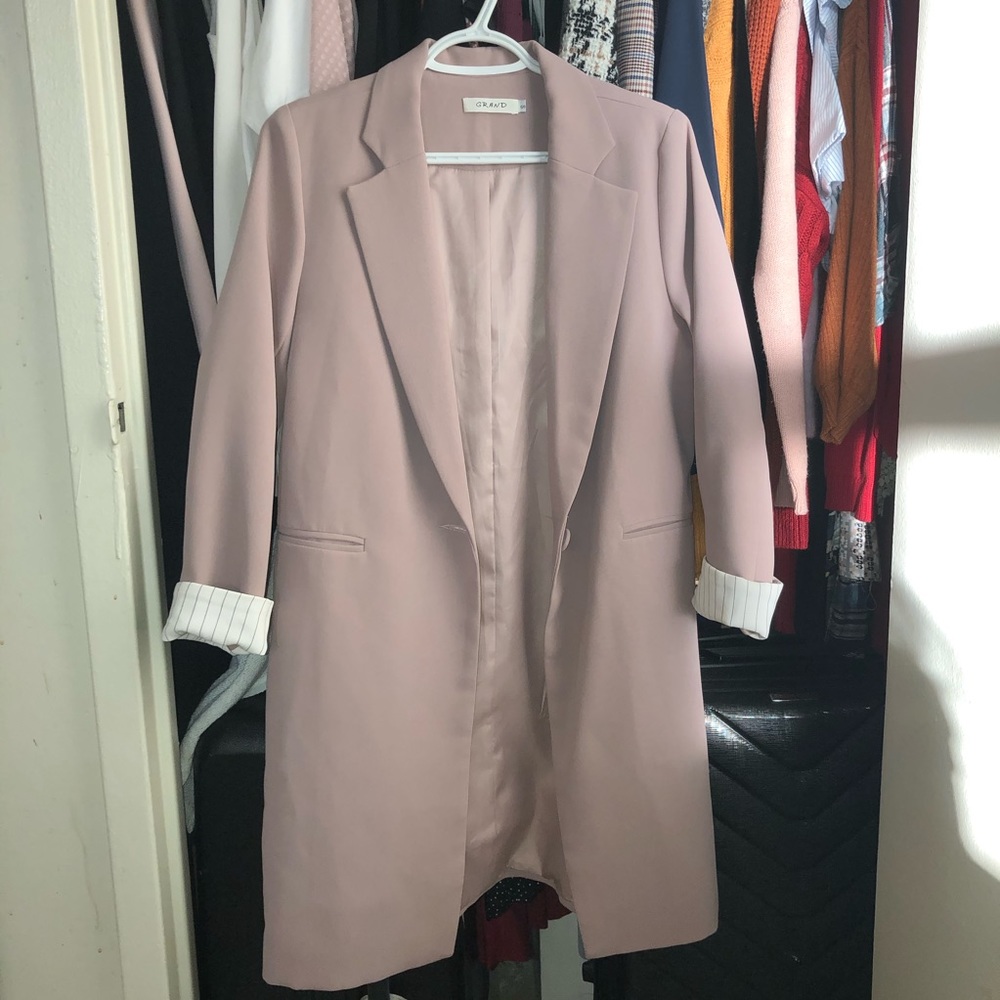 Dusty pink oversized long blazer
